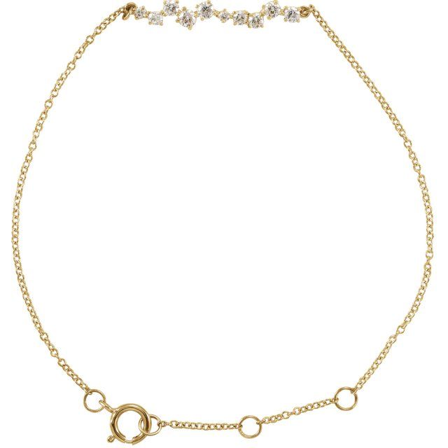 14K Yellow Or White Gold 22.7 X 4 Mm Round 2.3 Mm 6-7 In I1, H+ Polished 1/3 Ctw Natural Diamond Bar Bracelet