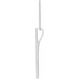 14K White Gold 29.7 X 2.2 Mm 16-18 In Polished Bar Necklace