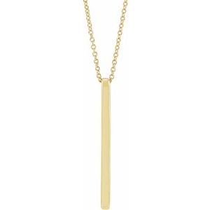 14K Yellow Gold 29.7 X 2.2 Mm 16-18 In Polished Bar Necklace