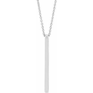 14K White Gold 29.7 X 2.2 Mm 16-18 In Polished Bar Necklace