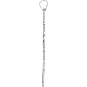 14K White Gold 32 X 21 Mm Polished Orthodox Cross Pendant With Black Inlay