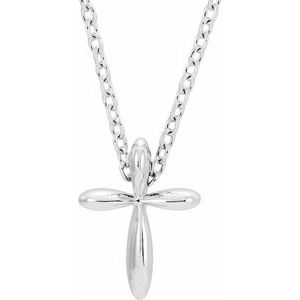 Sterling Silver 10 X 7.72 Mm 16-18 In Polished Cross Necklace