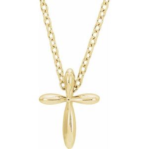 14K Yellow Gold 10 X 7.72 Mm 16-18 In Polished Cross Necklace
