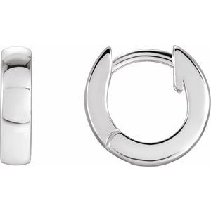 Sterling Silver Pair Hoop Earrings, Length: 9.5 Mm, Thickness: 2.5 Mm