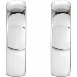 Sterling Silver Pair Hoop Earrings, Length: 9.5 Mm, Thickness: 2.5 Mm