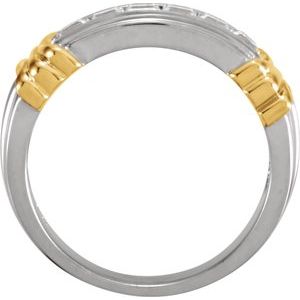 14K White/Yellow Gold Square 3 X 3 Mm 6.75 Mm Si2-Si3, G-H Polished 1 Ctw Natural Diamond Channel-Set Band Size 11