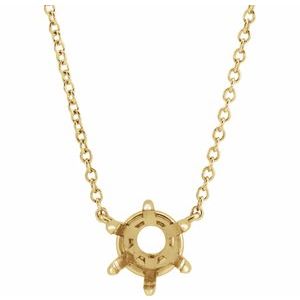 14K Yellow Gold Round 5Mm  Solitaire Necklace Mounting, Length: 18 In