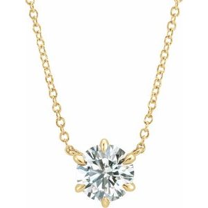 14K Yellow Gold Round 3.95Mm G-H Si1-Si2 1/4 Ct Lab-Grown Diamond 6-Prong Claw Necklace Center