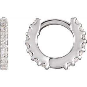 Platinum Pair Round Shape 1.3Mm Si2-Si3, Gh 1/8 Ctw Natural Diamond Hinged Hoop Earrings, Length: 8 Mm, Thickness: 1.6 Mm