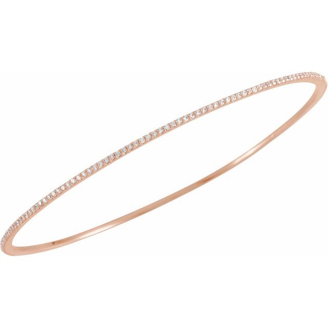 14K Yellow Or White Or Rose Gold Round Si1-Si2, G-H 8 In Polished Lab-Grown Diamond Bangle Bracelet