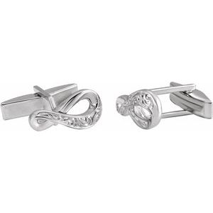 14K White Gold 17 X 8.7 mm Polished Infinity-Inspired Cuff Links