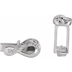 14K White Gold 17 X 8.7 mm Polished Infinity-Inspired Cuff Links