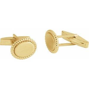 14K Yellow Or White Gold Or Sterling Silver 15.6 X 12.5 mm Polished Rope Pattern Cuff Links