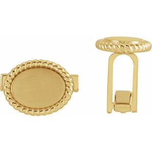 14K Yellow Or White Gold Or Sterling Silver 15.6 X 12.5 mm Polished Rope Pattern Cuff Links