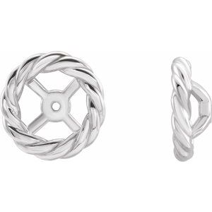 Platinum 6 Mm Pair Polished Rope Style Earring Jackets