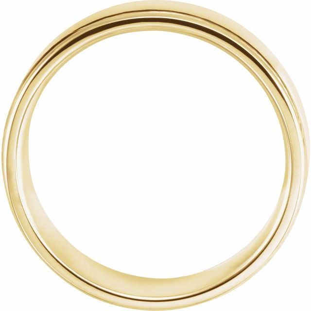 10K Yellow Gold Polished Grooved Comfort-Fit Flat Band With Satin Finish
