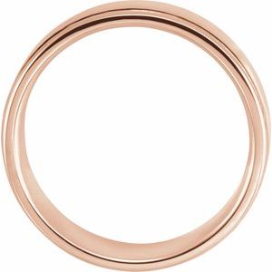 14K Yellow Or White Or Rose Gold Satin/Polished Grooved Comfort-Fit Flat Band