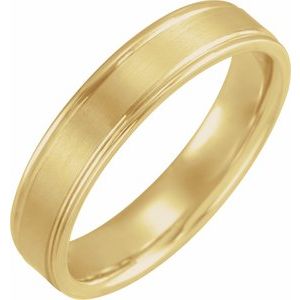 14K Yellow Or White Or Rose Gold Satin/Polished Grooved Comfort-Fit Flat Band