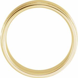 14K Yellow Or White Or Rose Gold Satin/Polished Grooved Comfort-Fit Flat Band