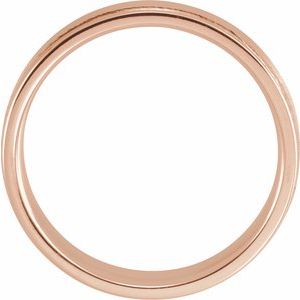 14K Yellow Or White Or Rose Gold Satin/Polished Grooved Comfort-Fit Flat Band