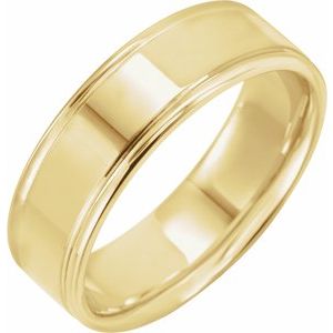 14K Yellow Or White Or Rose Gold Grooved Comfort-Fit Flat Band