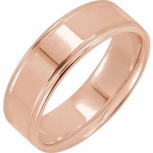 14K Yellow Or White Or Rose Gold Grooved Comfort-Fit Flat Band