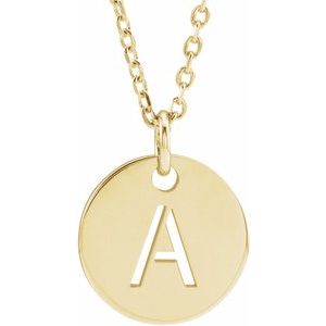 18K Yellow or Rose Gold-Plated Sterling Silver 10 Mm 16-18 In Polished Initial Disc Necklace