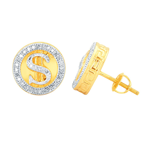 10K Yellow Gold 0.20 Cttw Diamond "Dollar Sign" Earring