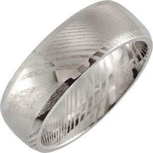 Damascus Steel 8 mm Beveled Patterned Comfort-Fit Band