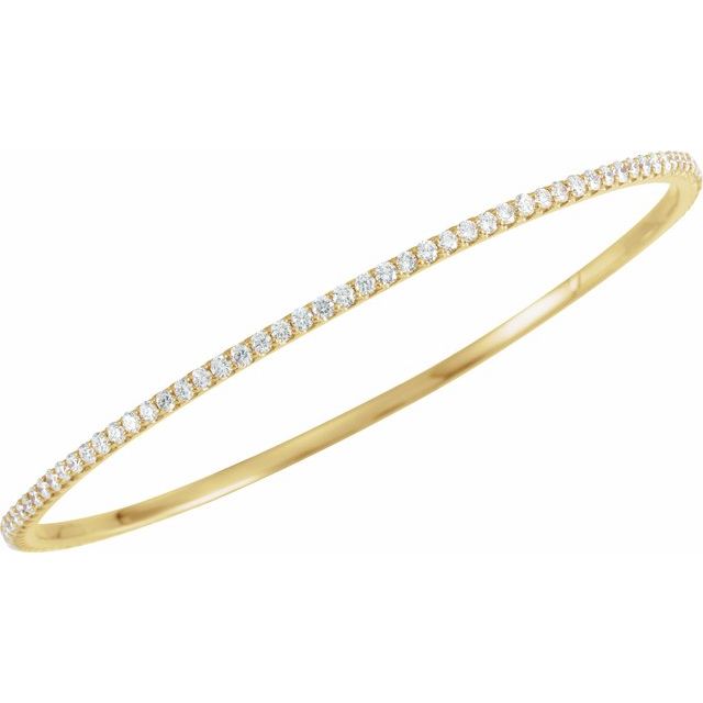14K Yellow Or White Or Rose Gold Round Si1-Si2, G-H 8 In Polished Lab-Grown Diamond Bangle Bracelet