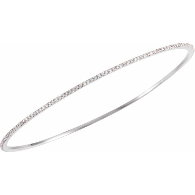 14K Yellow Or White Or Rose Gold Round Si1-Si2, G-H 8 In Polished Lab-Grown Diamond Bangle Bracelet