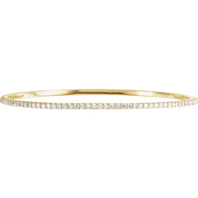 14K Yellow Or White Or Rose Gold Round Si1-Si2, G-H 8 In Polished Lab-Grown Diamond Bangle Bracelet