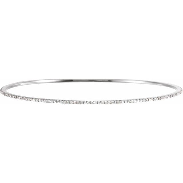 14K Yellow Or White Or Rose Gold Round Si1-Si2, G-H 8 In Polished Lab-Grown Diamond Bangle Bracelet