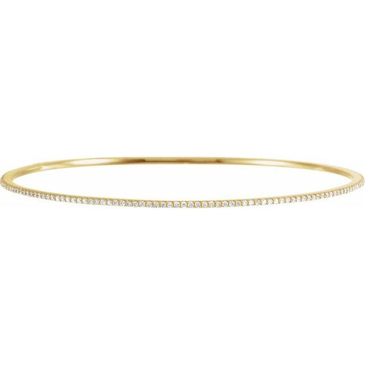 14K Yellow Or White Or Rose Gold Round Si1-Si2, G-H 8 In Polished Lab-Grown Diamond Bangle Bracelet