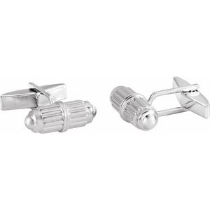 Sterling Silver 18.9 X 6.8mm Polished Barrel Cuff Links