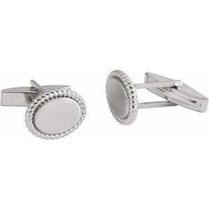 14K Yellow Or White Gold Or Sterling Silver 15.6 X 12.5 mm Polished Rope Pattern Cuff Links