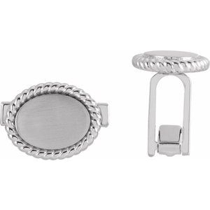 14K Yellow Or White Gold Or Sterling Silver 15.6 X 12.5 mm Polished Rope Pattern Cuff Links