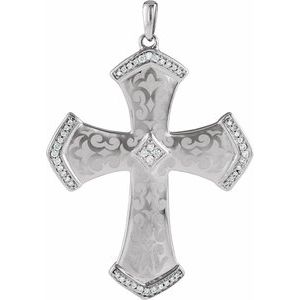 Sterling Silver Round H+ I1 Natural Diamond Cross Pendant