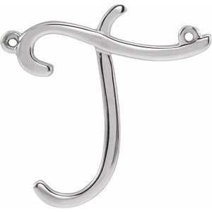 14K White Gold Initial T 19.2 X 19.1 Mm Polished Script Initial Necklace Center