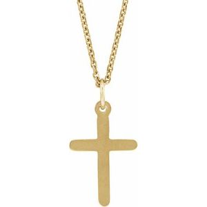 14K Yellow Gold 13 X 9 Mm Cross Necklace