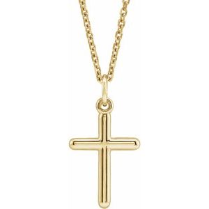 14K Yellow Gold 13 X 9 Mm Cross Necklace