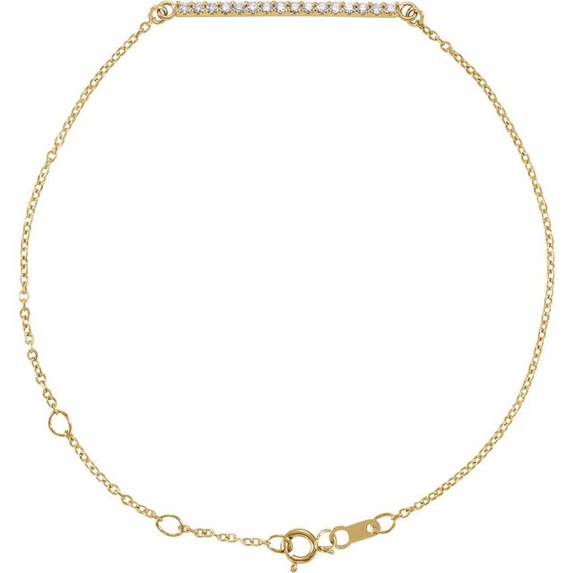14K Yellow Or White Or Rose Gold Round 1.3 Mm 6 1/2-7 1/2 In I1, G-H Polished Natural Diamond Bar Bracelet