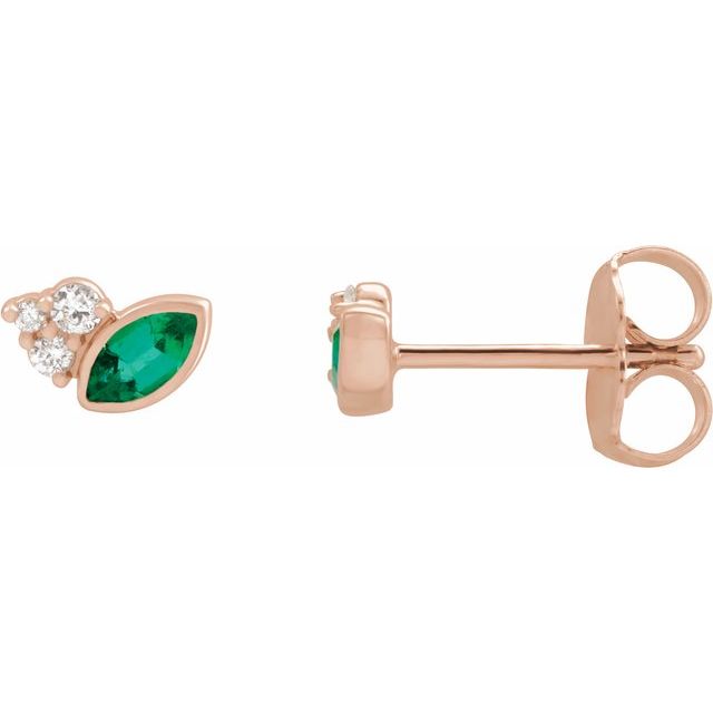 14K Yellow Or White Gold Marquise 4 X 2 Mm Friction Back Polished Natural Gemstone And .05 Ctw Natural Diamond Earrings