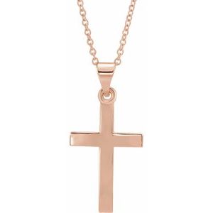 14K Yellow Or White Or Rose Gold 18 In Polished Cross Necklace