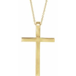 14K Yellow Gold 29.5 X 18.2 Mm 18 In Polished Cross Necklace