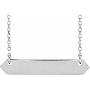 Sterling Silver 33 X 6 Mm 16-18 In Polished Engravable Geometric Necklace