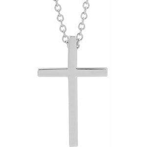 14K White Gold 17.4 X 11.1 Mm 18 In Polished Cross Necklace