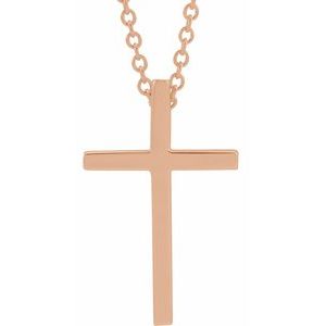 14K Rose Gold 17.4 X 11.1 Mm 18 In Polished Cross Necklace