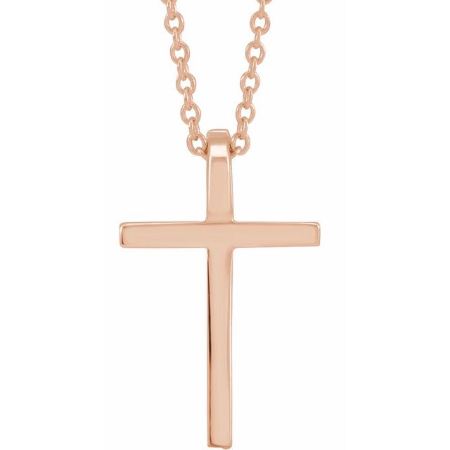 14K Rose Gold 12 X 7.61 Mm 18 In Polished Cross Necklace