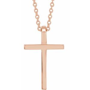 14K Rose Gold 17.4 X 11.1 Mm 18 In Polished Cross Necklace